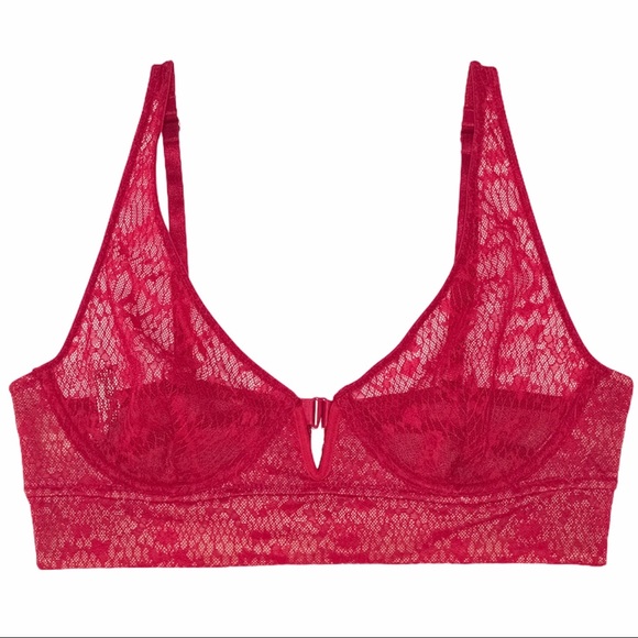 FREE PEOPLE Tameeka Bra Underwire Sheer Lace Red - Picture 10 of 10